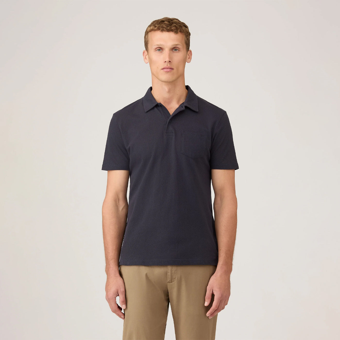 Sunspel Riviera S/S Polo Shirt Navy