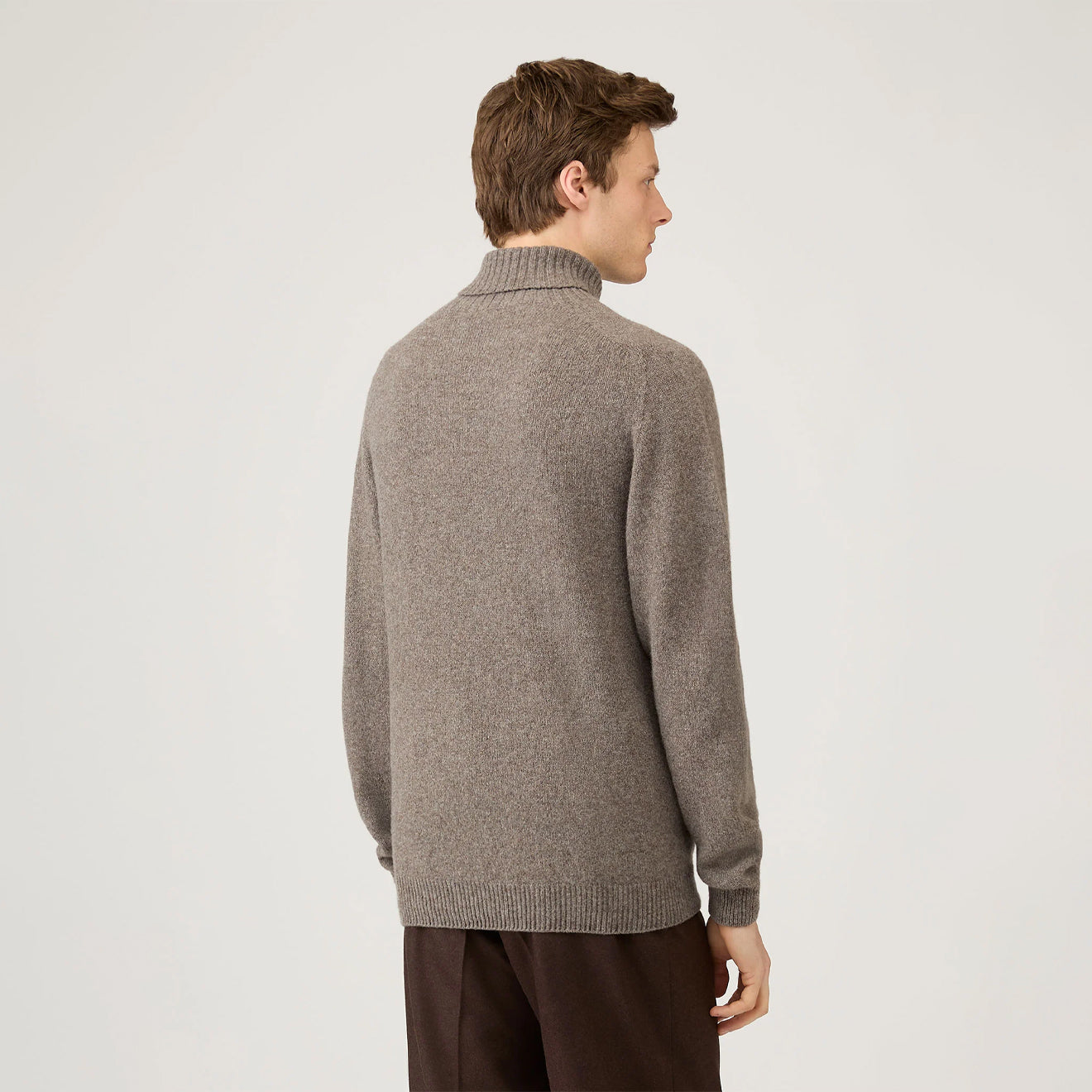 Sunspel Roll Neck Sweater Bark - The Sporting Lodge