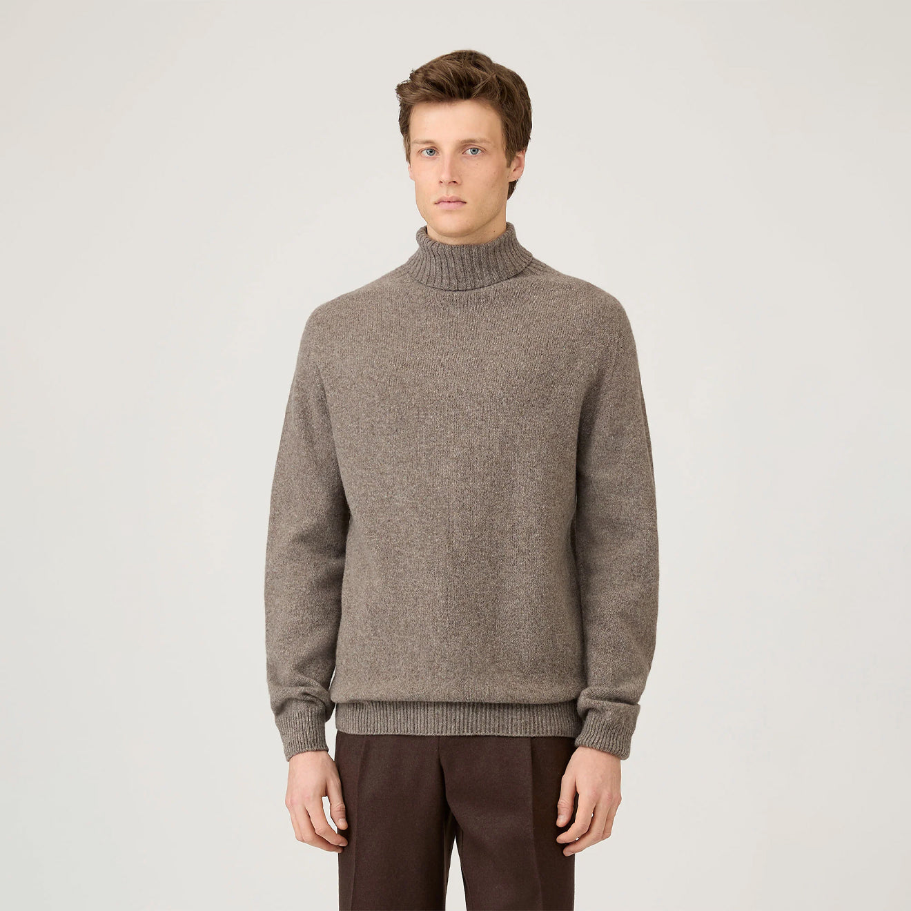 Sunspel Roll Neck Sweater Bark - The Sporting Lodge