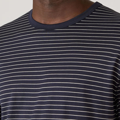 Sunspel S/S Classic Stripe T-Shirt Navy / Ecru Pinstripe