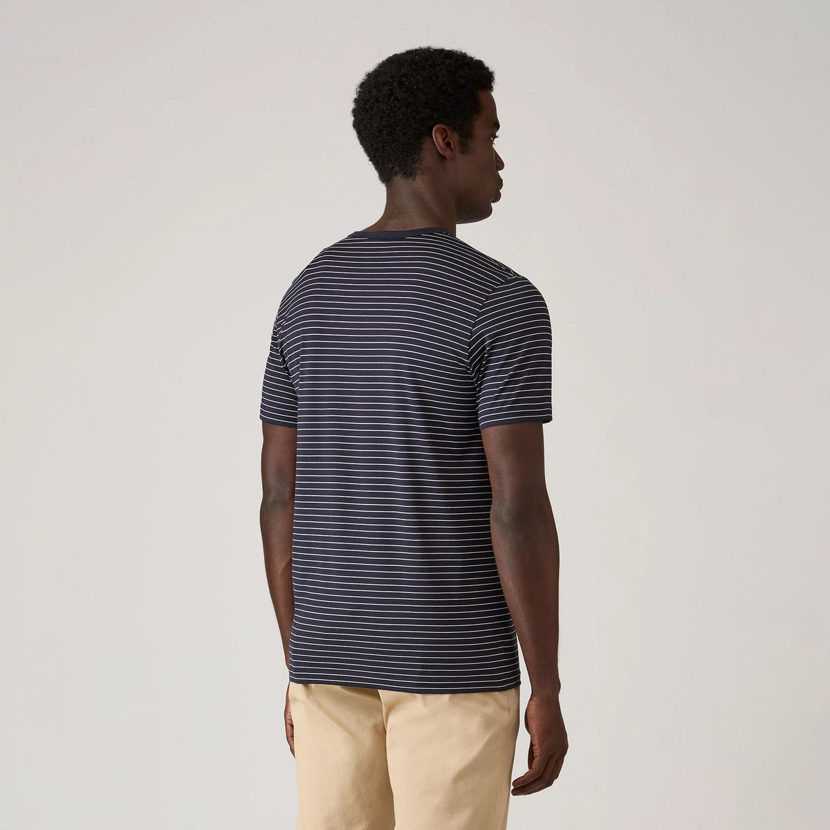 Sunspel S/S Classic Stripe T-Shirt Navy / Ecru Pinstripe