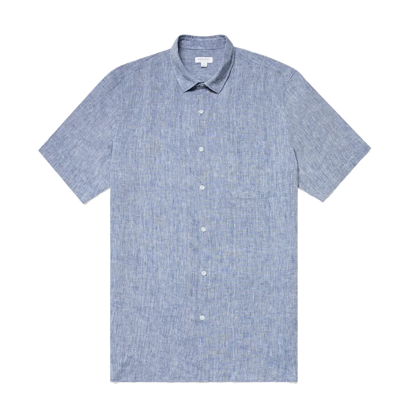 Sunspel SS Italian Linen Shirt Bluestone Melange