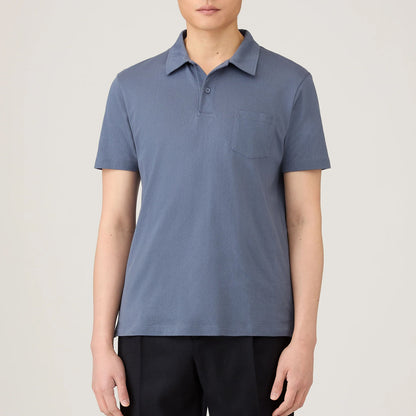 Sunspel S/S Riviera Polo Selvedge Blue - The Sporting Lodge