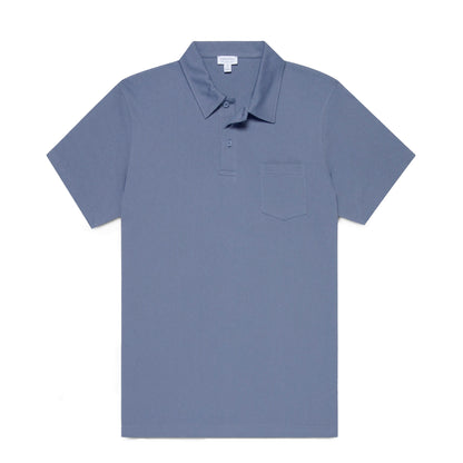 Sunspel S/S Riviera Polo Selvedge Blue - The Sporting Lodge