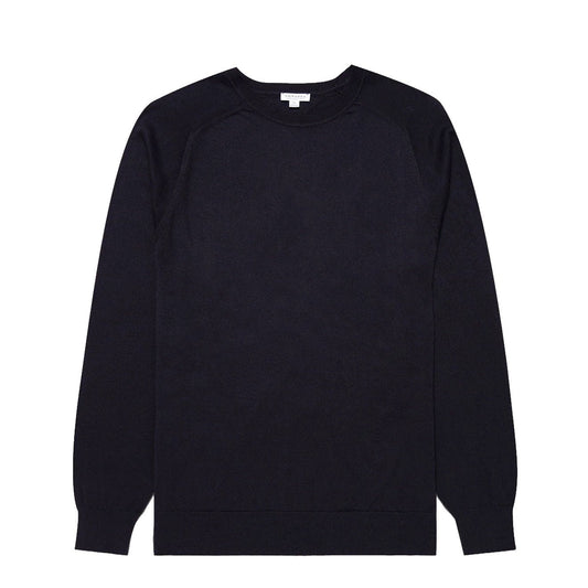 Sunspel Sea Island Cashmere Crew Midnight Navy - The Sporting Lodge