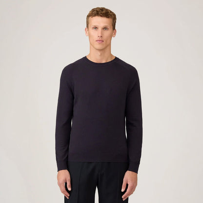 Sunspel Sea Island Cashmere Crew Midnight Navy - The Sporting Lodge