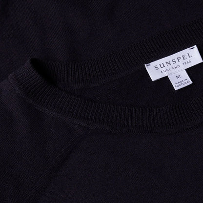 Sunspel Sea Island Cashmere Crew Midnight Navy - The Sporting Lodge