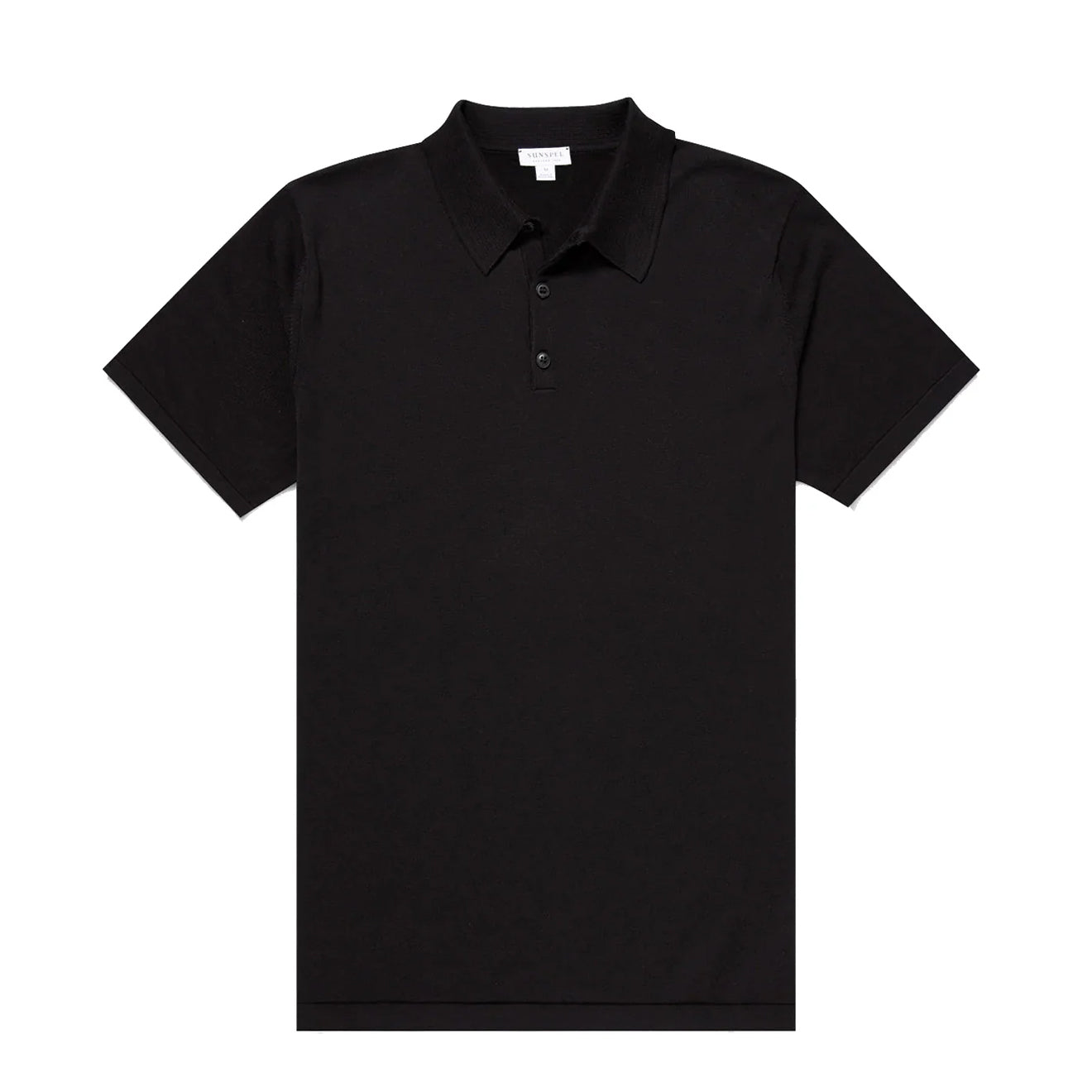 Sunspel Sea Island Cotton Polo Shirt Black - The Sporting Lodge