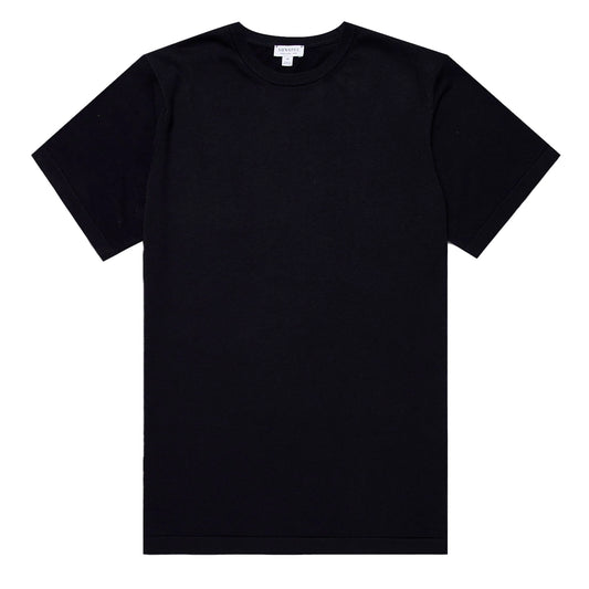 Sunspel Sea Island Crew S/S Knitwear Light Navy