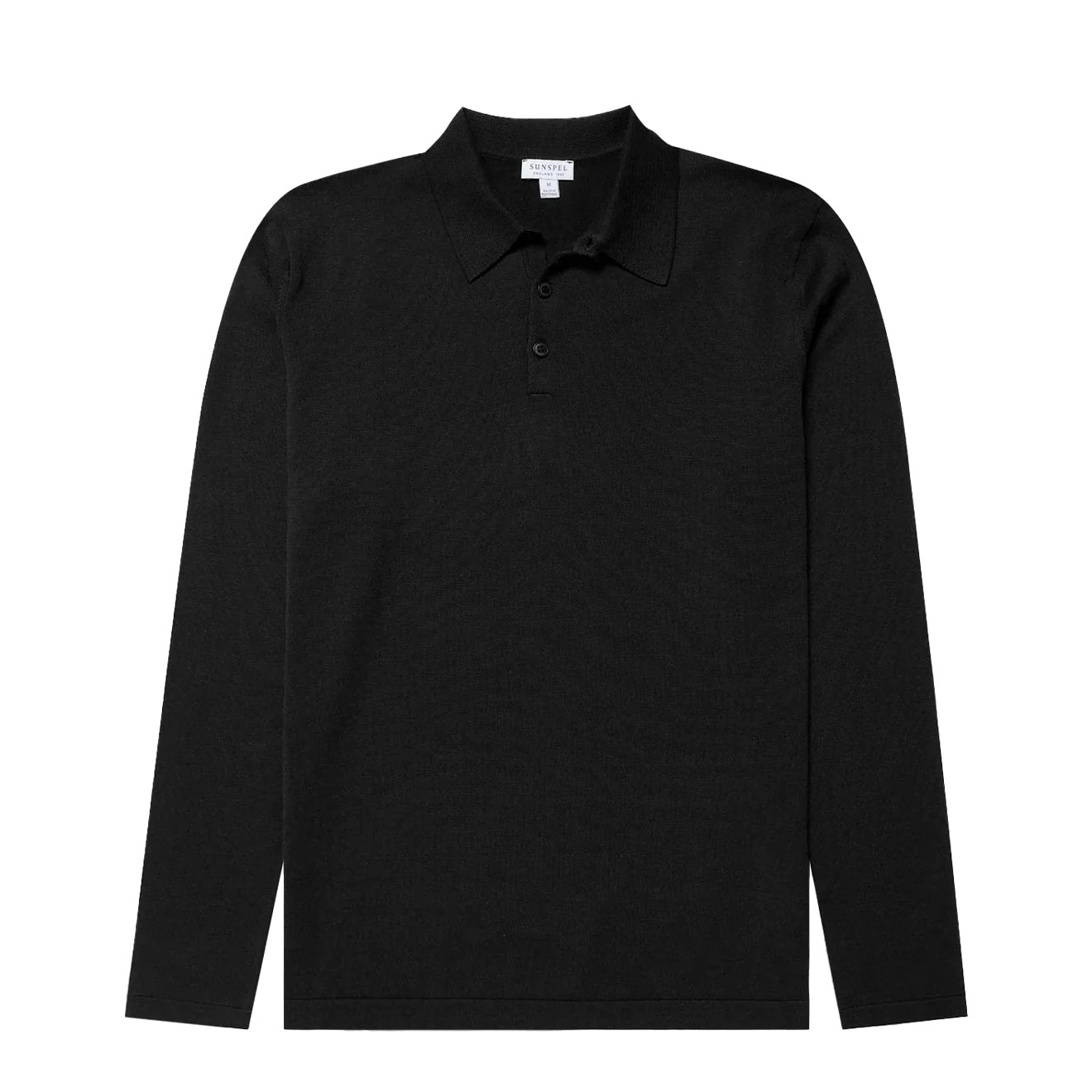 Sunspel Sea Island L/S Polo Knitwear Black