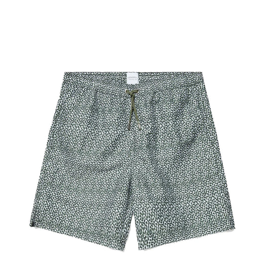 Sunspel Swim Shorts Green Painted Spot Print