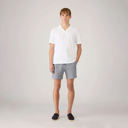 Sunspel Textured Stripe Swimshort Navy / White Seersucker Pinstripe