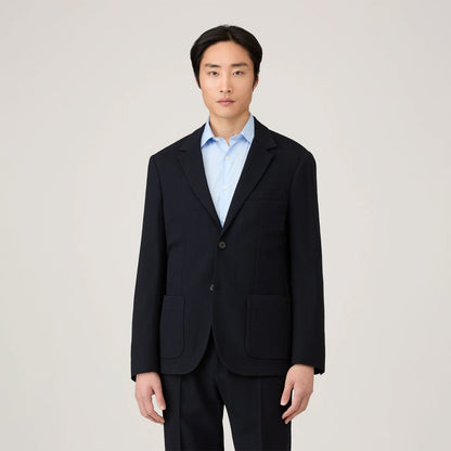 Sunspel Textured Wool Blazer Navy - The Sporting Lodge