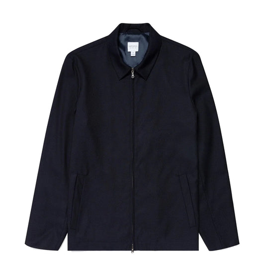 Sunspel Travel Wool Harrington Jacket Navy - The Sporting Lodge