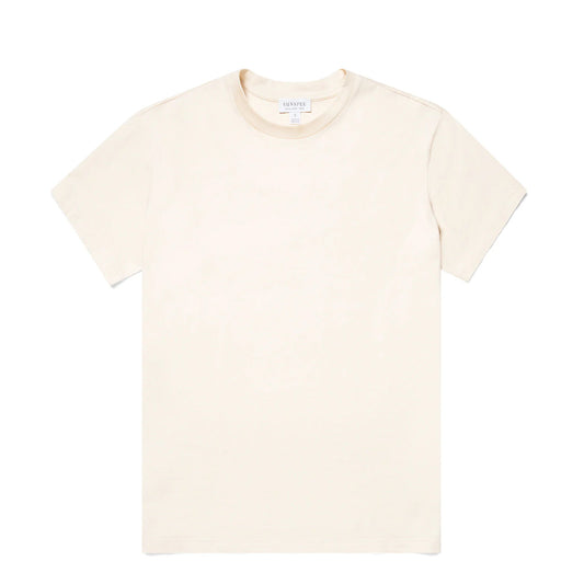 Sunspel Womens Boy-Fit Crew Neck T-Shirt Undyed