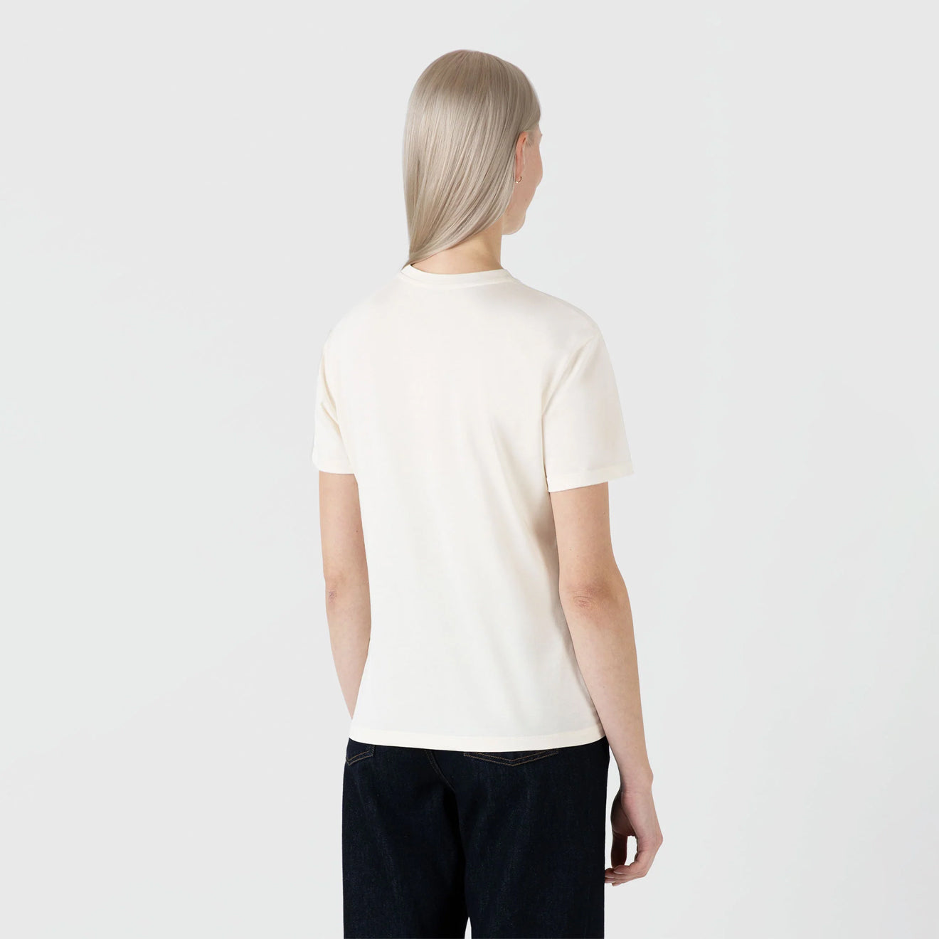 Sunspel Womens Boy-Fit Crew Neck T-Shirt Undyed