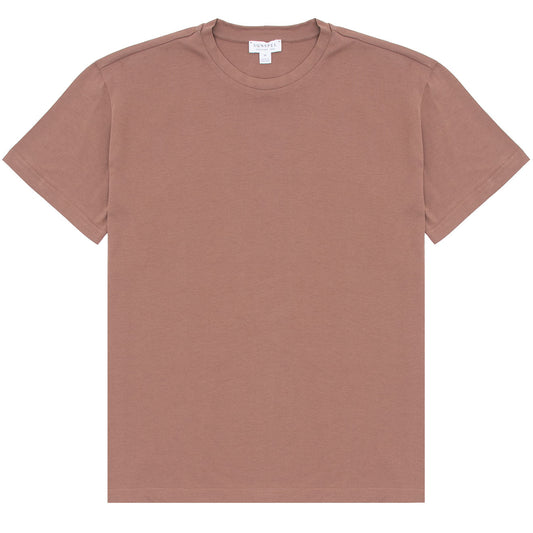 Sunspel Womens Boy Fit Crew Neck T-Shirt Dark Sand - The Sporting Lodge