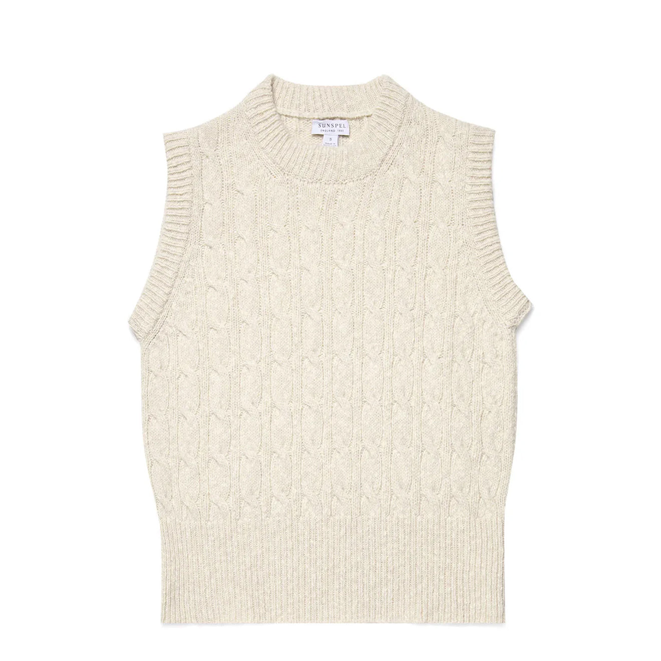 Sunspel Womens Cable Knit Vest Ecru - The Sporting Lodge