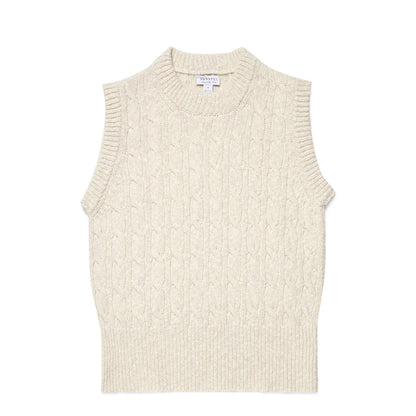 Sunspel Womens Cable Knit Vest Ecru - The Sporting Lodge