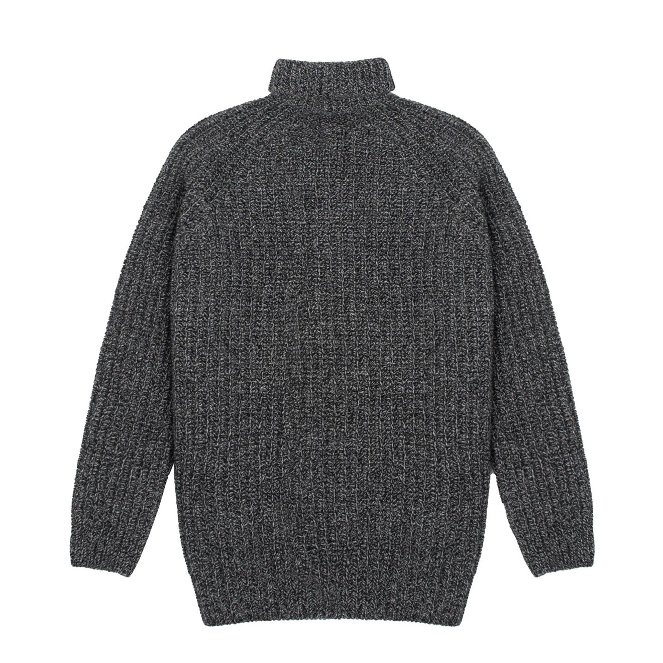 Sunspel Womens Chunky Roll Neck Jumper Black / Grey Twist - The Sporting Lodge