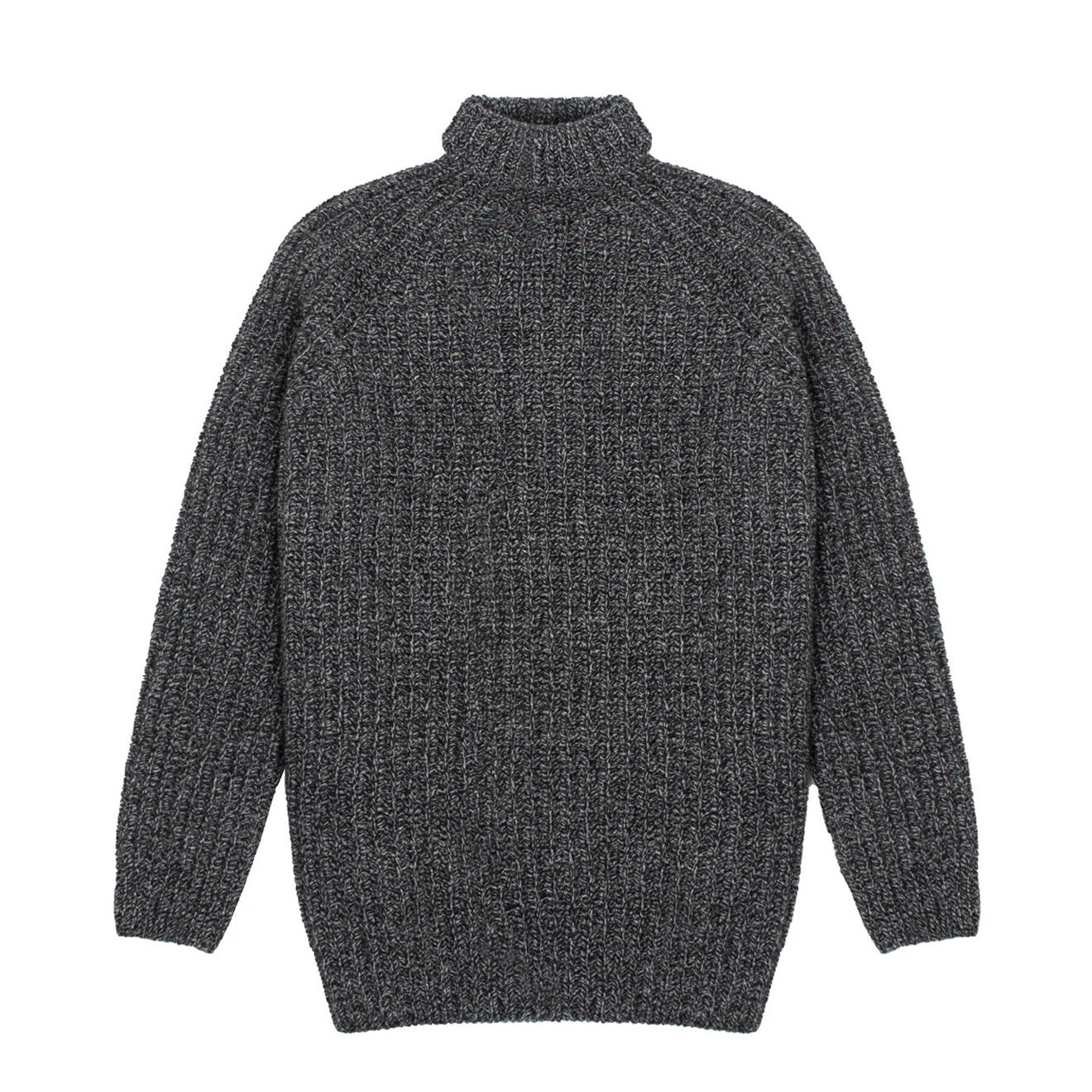 Sunspel Womens Chunky Roll Neck Jumper Black / Grey Twist - The Sporting Lodge