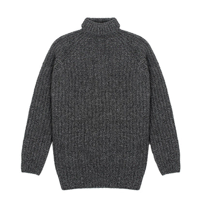 Sunspel Womens Chunky Roll Neck Jumper Black / Grey Twist - The Sporting Lodge
