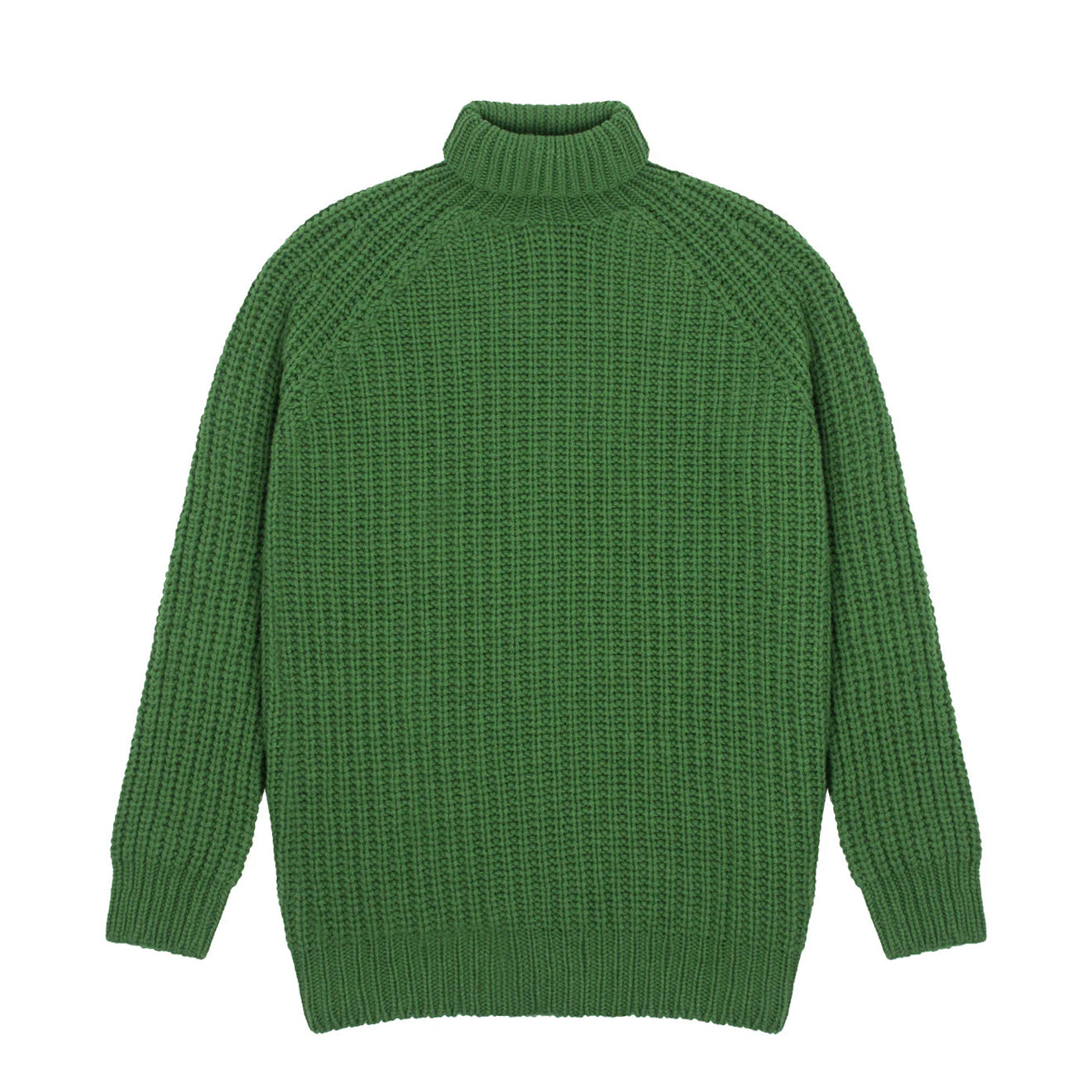 Sunspel Womens Chunky Roll Neck Jumper Bright Green - The Sporting Lodge