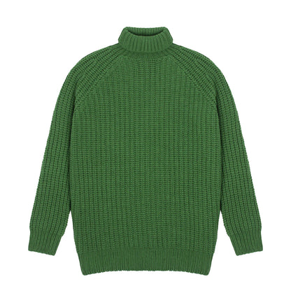 Sunspel Womens Chunky Roll Neck Jumper Bright Green - The Sporting Lodge