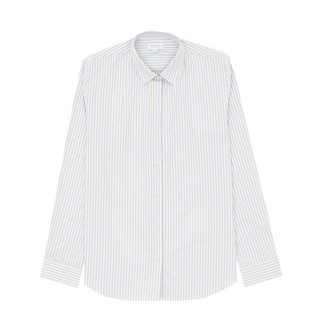 Sunspel Womens Classic Shirt Blue/Ecru Stripe - The Sporting Lodge