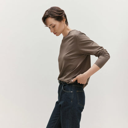 Sunspel Womens Everyday L/S T-Shirt Dark Cedar