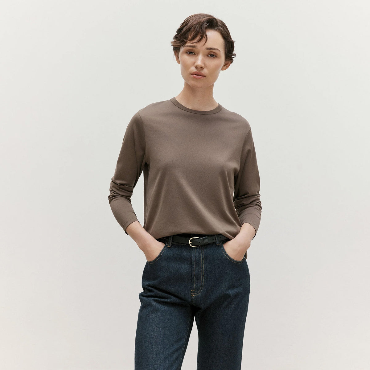 Sunspel Womens Everyday L/S T-Shirt Dark Cedar