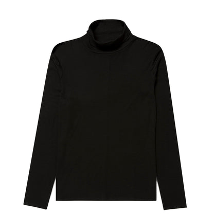 Sunspel Womens Fine Wool Jersey L/S Funnel Neck Top Black