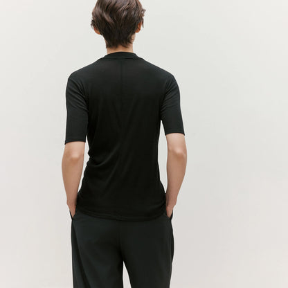 Sunspel Womens Fine Wool S/S Jersey Top Black