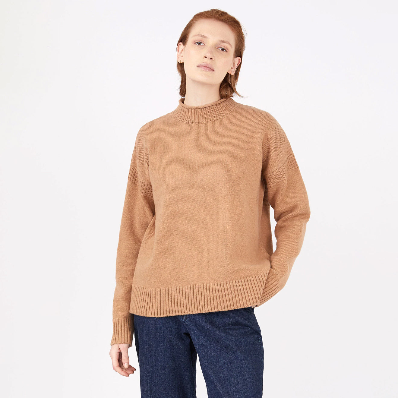 Sunspel Womens Fisherman Jumper Camel - The Sporting Lodge