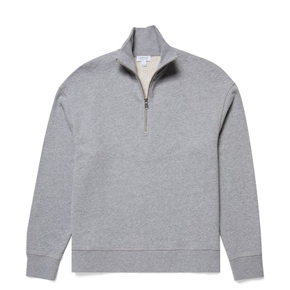 Sunspel Womens Half Zip Loopback Sweatshirt Grey Melange - The Sporting Lodge