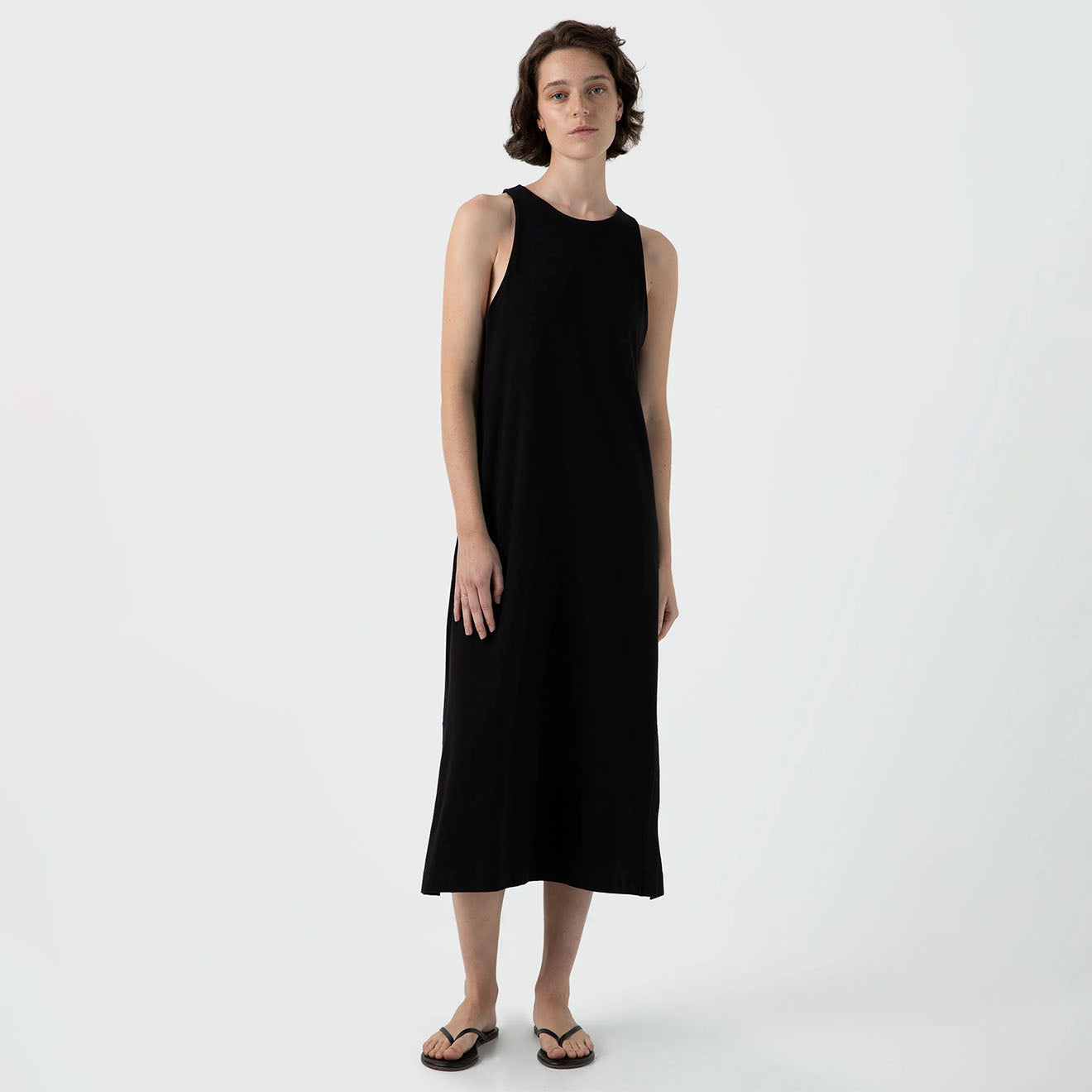 Sunspel Womens Jersey Midi Dress Black - The Sporting Lodge