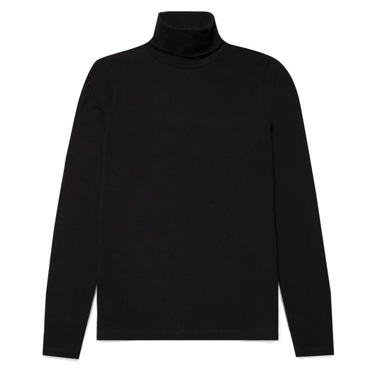 Sunspel Womens L/S Roll Neck Top Black - The Sporting Lodge