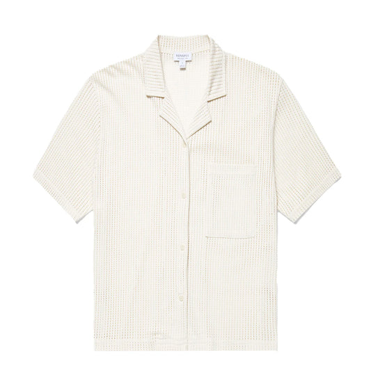 Sunspel Womens Lace Mesh Shirt Ecru