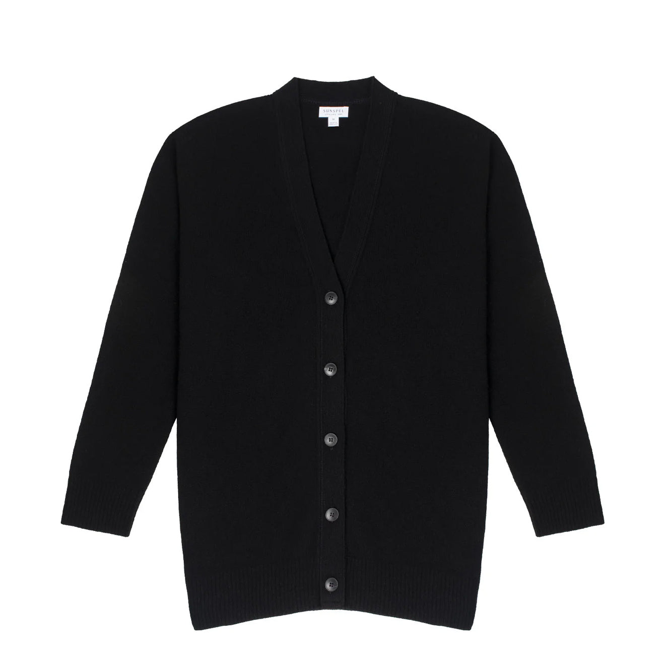 Sunspel Womens Lambswool Cardigan Black - The Sporting Lodge