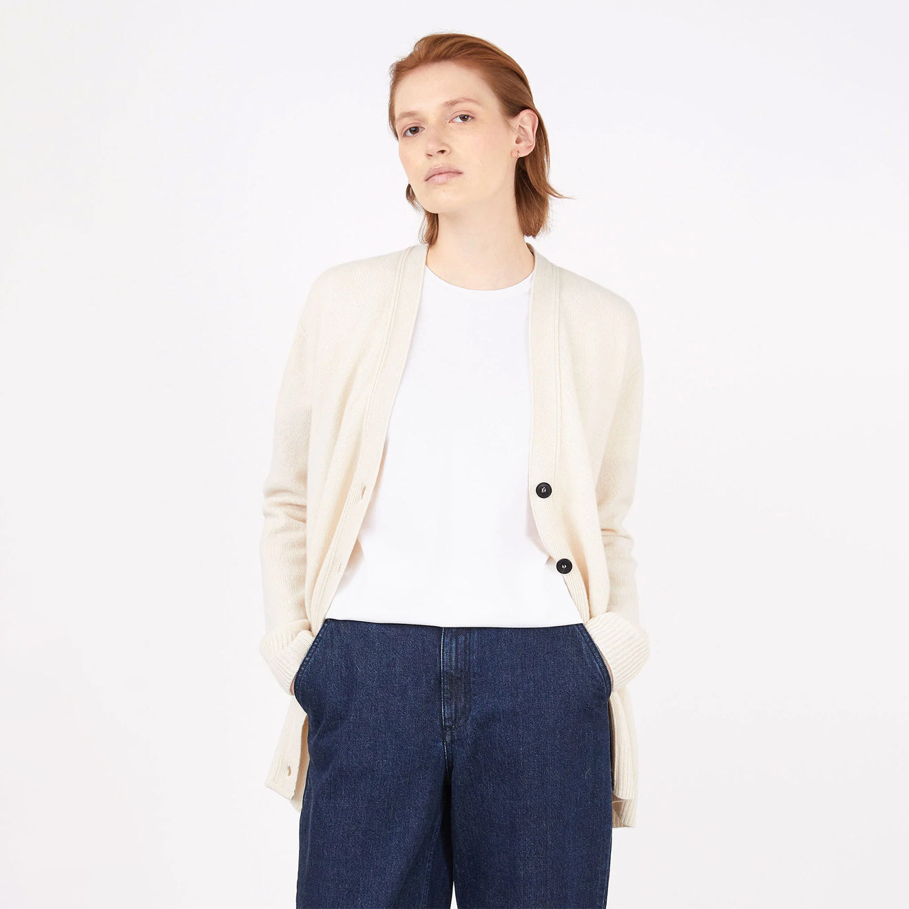 Sunspel Womens Lambswool Cardigan Ecru - The Sporting Lodge