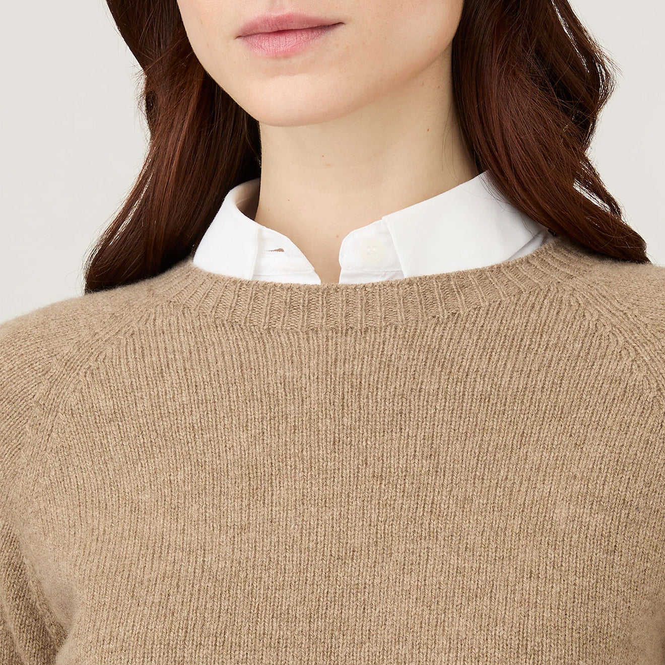 Sunspel Womens Lambswool Crew Mink - The Sporting Lodge