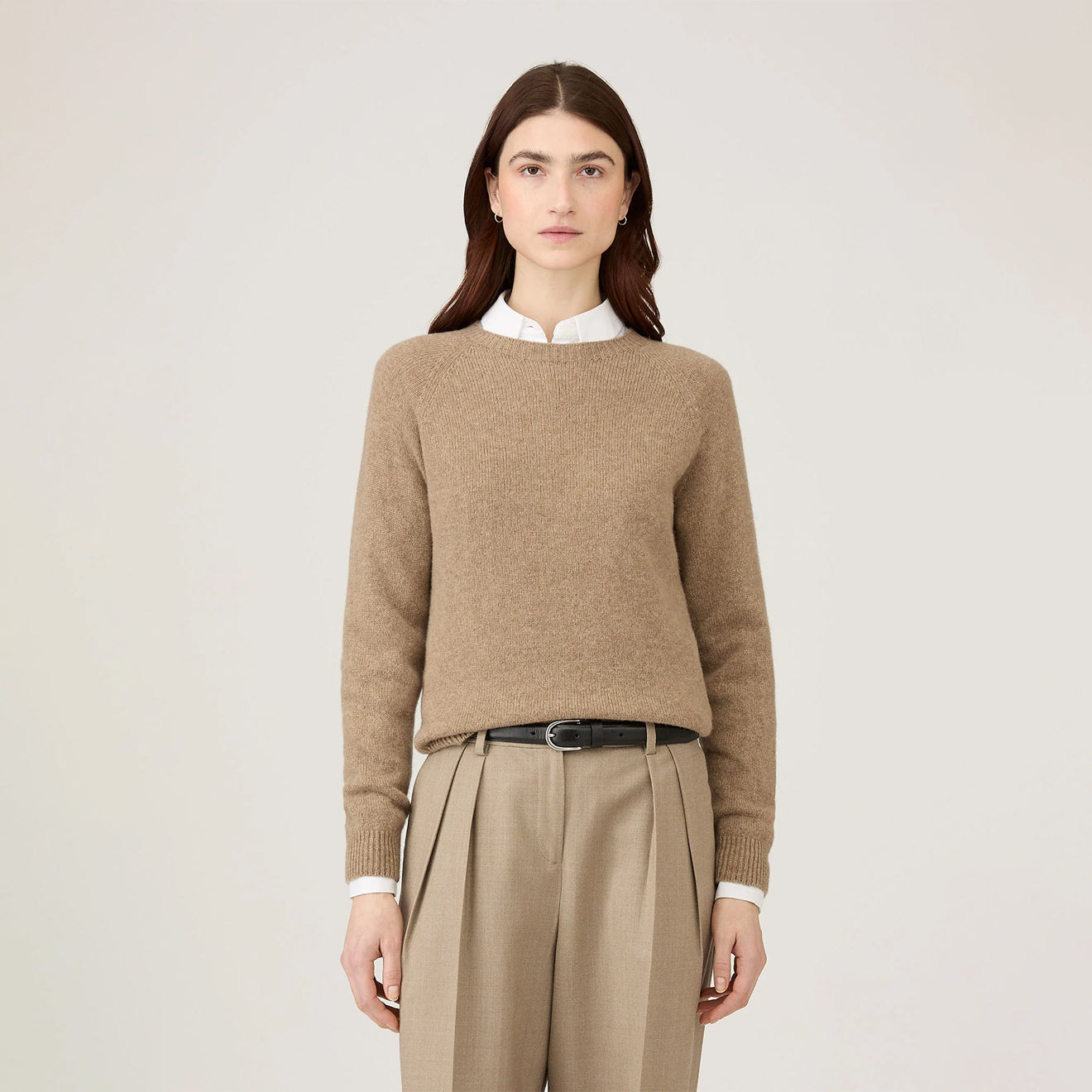 Sunspel Womens Lambswool Crew Mink - The Sporting Lodge
