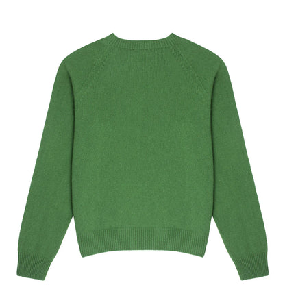 Sunspel Womens Lambswool Crew Neck Jumper Bright Green - The Sporting Lodge
