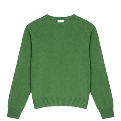 Sunspel Womens Lambswool Crew Neck Jumper Bright Green - The Sporting Lodge