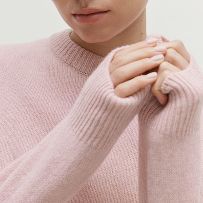 Sunspel Womens Lambswool Crew Neck Jumper Cherry Blossom