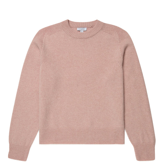 Sunspel Womens Lambswool Crew Neck Jumper Cherry Blossom