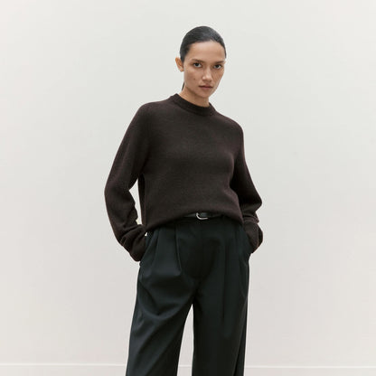 Sunspel Womens Lambswool Crew Neck Jumper Truffle