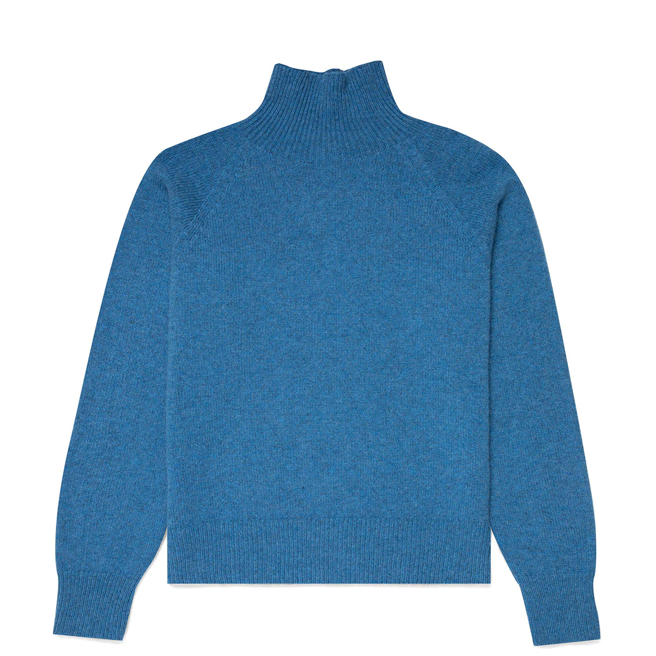 Sunspel Womens Lambswool Funnel Neck Jumper Blue Jean
