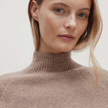 Sunspel Womens Lambswool Funnel Neck Jumper Mink