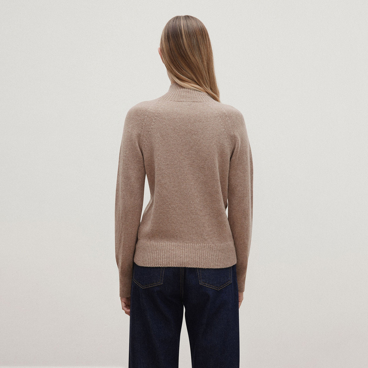Sunspel Womens Lambswool Funnel Neck Jumper Mink